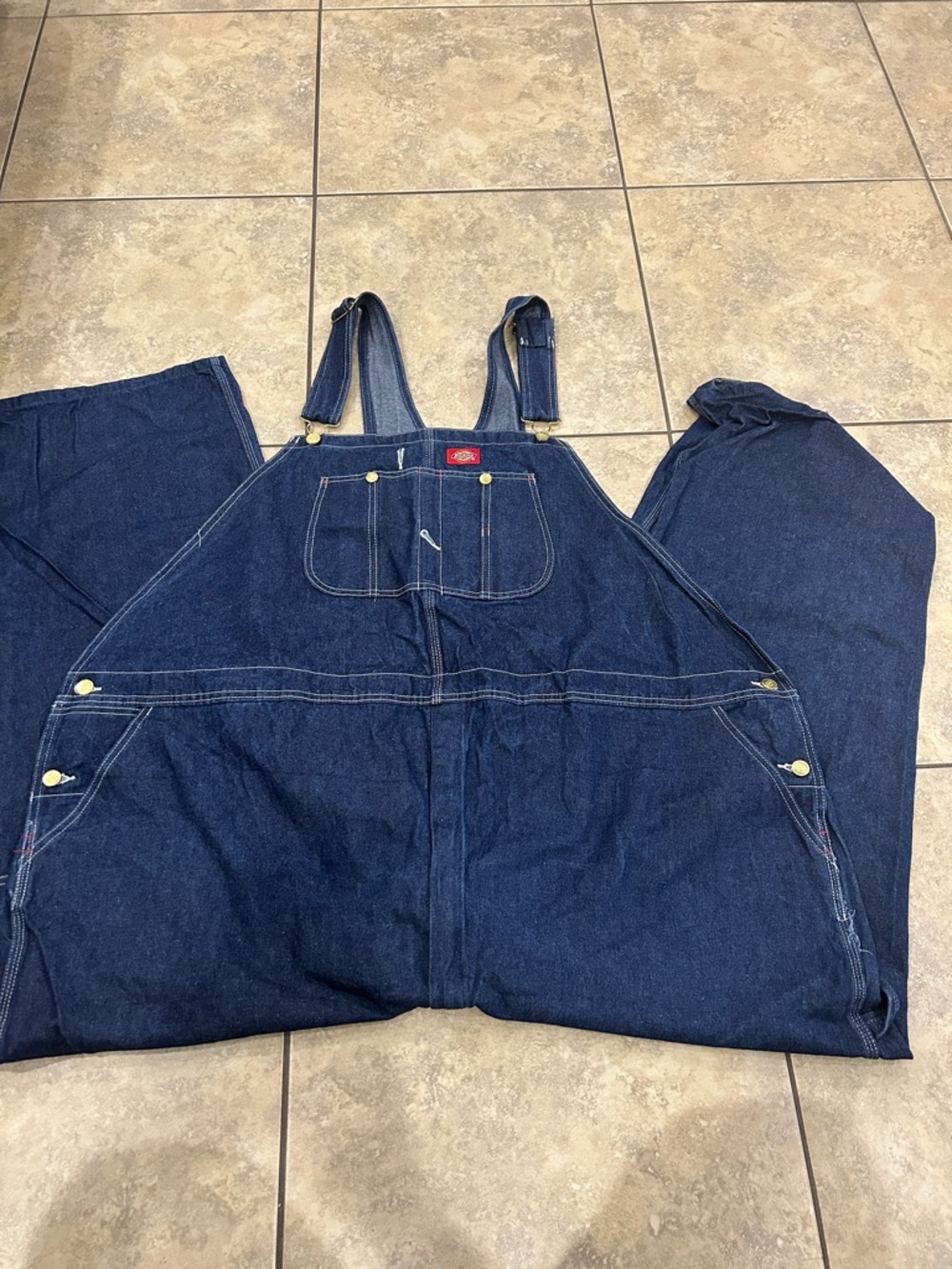Dickie’s Men's Dark Blue Denim Overalls - Workwear Style 58x30